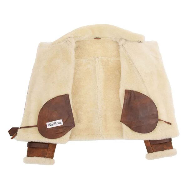 WeeBroz Women’s Vintage Brown Leather Bomber Jacket Sheepskin Aviator Style - Image 7