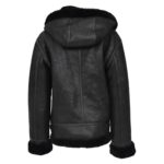 WeeBroz Women’s Black B3 Leather Bomber Jacket with Detachable Hoodie - Image 2