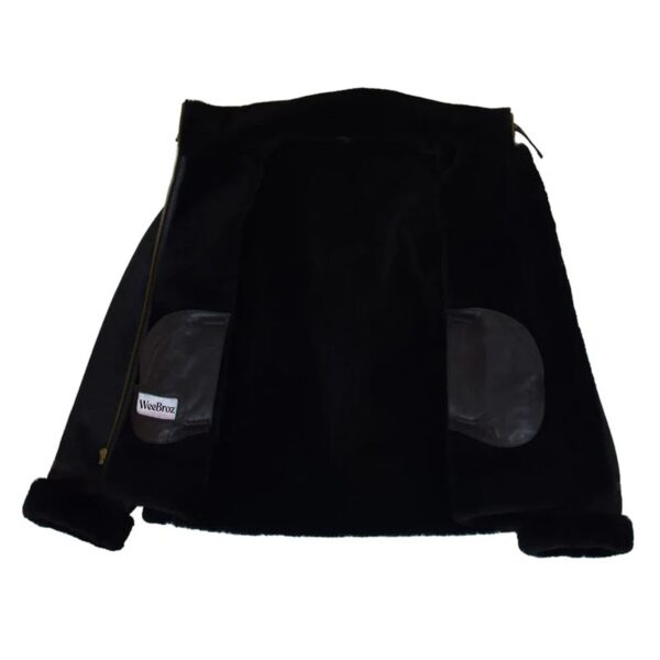 WeeBroz Women’s Black B3 Leather Bomber Jacket with Detachable Hoodie - Image 7