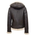 WeeBroz Women’s Brown White B3 Leather Bomber Jacket with Detachable Hoodie - Image 2
