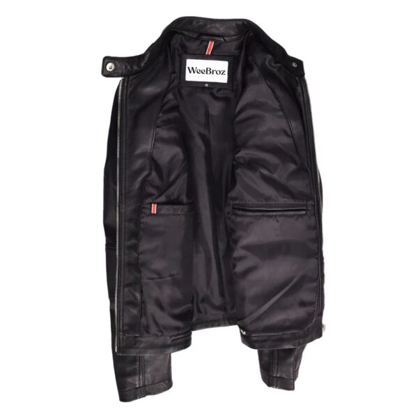 WeeBroz Women's Black Leather Biker Jacket Soft Quilted Casual Cafe Racer Style - Image 6