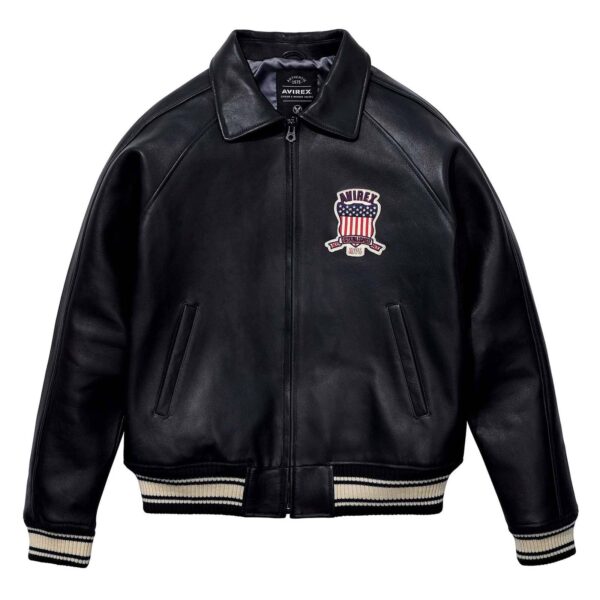 Best Seller Men's Iconic Avirex Leather Jacket Black Leather Bomber Jacket Aviator Style - Image 1