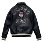 Best Seller Men's Iconic Avirex Leather Jacket Black Leather Bomber Jacket Aviator Style - Image 2