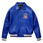 Top Quality Men's Avirex Leather Jacket Blue Leather Bomber Jacket Iconic Style