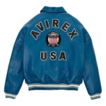 Top Quality Men's Avirex Leather Jacket Dark Blue Leather Bomber Pilot Jacket - Image 2
