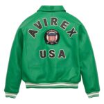 Handcrafted Men's Avirex Leather Jacket Green Leather Bomber Jacket Classic Style - Image 2