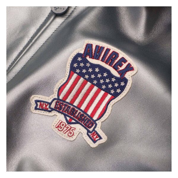 Handmade Men's Avirex Leather Jacket Silver Leather Bomber Jacket Iconic Style - Image 3
