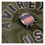 Best Seller Men's Iconic Avirex Leather Jacket Olive Green Leather Bomber Jacket Aviator Style - Image 4
