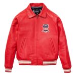 Handcrafted Men's Avirex Leather Jacket Red Leather Bomber Jacket Iconic Style