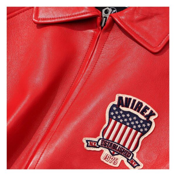Handcrafted Men's Avirex Leather Jacket Red Leather Bomber Jacket Iconic Style - Image 4