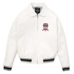 Best Seller Men's Iconic Avirex Leather Jacket White Leather Bomber Jacket Aviator Style