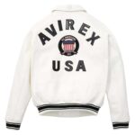 Best Seller Men's Iconic Avirex Leather Jacket White Leather Bomber Jacket Aviator Style - Image 2