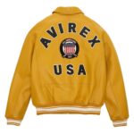Best Quality Men's Iconic Avirex Leather Jacket Yellow Leather Bomber Jacket Aviator Style - Image 2