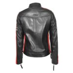 WeeBroz Women's Black Leather Biker Jacket Motorcycle Badges Cafe Racer Style - Image 2