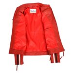 WeeBroz Women's Red Leather Biker Jacket Motorcycle Badges Cafe Racer Style - Image 6