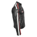 WeeBroz Men's Black Leather Biker Jacket Motorsports Logos Style - Image 3