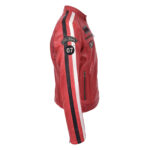 WeeBroz Men's Red Leather Biker Jacket Motorsports Logos Style - Image 3