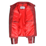 WeeBroz Men's Red Leather Biker Jacket Motorsports Logos Style - Image 5
