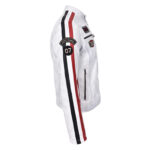 WeeBroz Men's Vintage White Leather Biker Jacket Motorsports Logos Style - Image 4