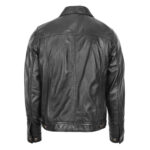 WeeBroz Men's Black Leather Biker Jacket Rider Casual Style - Image 2
