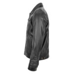 WeeBroz Men's Black Leather Biker Jacket Rider Casual Style - Image 3
