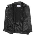 WeeBroz Men's Black Leather Biker Jacket Rider Casual Style - Image 4