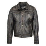 WeeBroz Men's Black Rub Off Leather Biker Jacket Rider Casual Style
