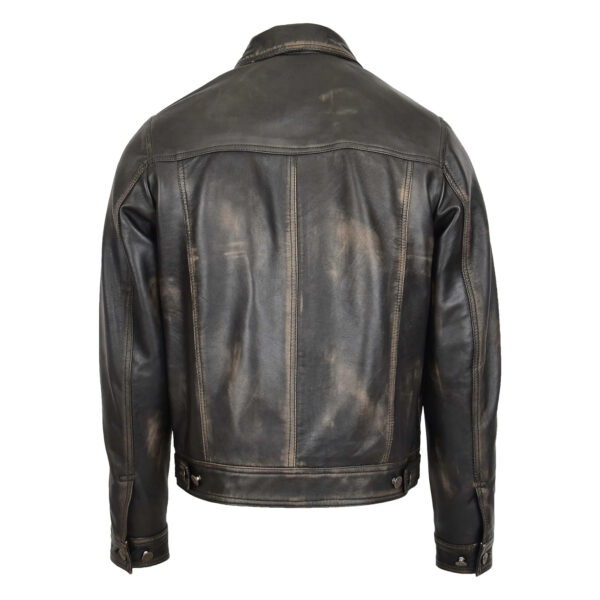 WeeBroz Men's Black Rub Off Leather Biker Jacket Rider Casual Style - Image 2