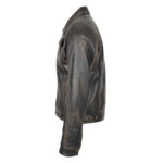 WeeBroz Men's Black Rub Off Leather Biker Jacket Rider Casual Style - Image 3
