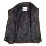 WeeBroz Men's Black Rub Off Leather Biker Jacket Rider Casual Style - Image 4