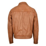 WeeBroz Men's Tan Leather Biker Jacket Casual Racer Style - Image 2