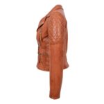 WeeBroz Women's Tan Leather Biker Jacket Zipper Punk Style - Image 5