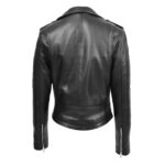 WeeBroz Women's Black Leather Biker Jacket Asymmetrical Zip Style - Image 2