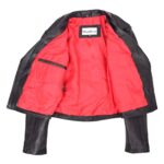 WeeBroz Women's Black Leather Biker Jacket Asymmetrical Zip Style - Image 6