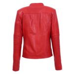 WeeBroz Women's Red Leather Biker Jacket Classic Biker Style - Image 2
