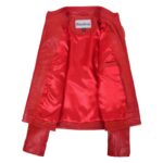 WeeBroz Women's Red Leather Biker Jacket Classic Biker Style - Image 7