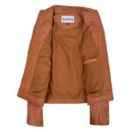 WeeBroz Women's Tan Leather Biker Jacket Classic Style - Image 7
