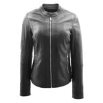 WeeBroz Women's Black Leather Biker Jacket Classic Biker Style - Image 3