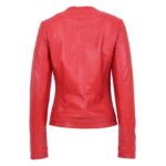WeeBroz Women's Red Leather Biker Jacket Zipper Casual Style - Image 2