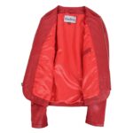WeeBroz Women's Red Leather Biker Jacket Zipper Casual Style - Image 6
