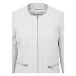 WeeBroz Women's White Leather Biker Jacket Slim Fit Collarless Style - Image 7