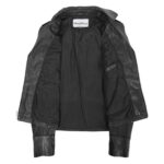WeeBroz Women's Black Leather Biker Jacket Fitted Biker Style - Image 6