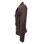 WeeBroz Women's Brown Leather Biker Jacket Hip-Length Moto Jacket - Image 7