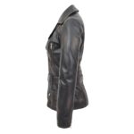 WeeBroz Women's Rub Off Black Leather Biker Jacket Hip-Length Moto Jacket - Image 6
