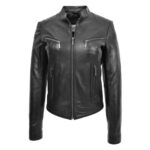 WeeBroz Women's Black Leather Biker Jacket Slim Fit Style