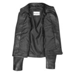 WeeBroz Women's Black Leather Biker Jacket Slim Fit Style - Image 6