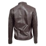 WeeBroz Women's Brown Leather Biker Jacket Casual Standing Collar Style - Image 2