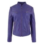 WeeBroz Women's Purple Leather Biker Jacket Casual Edgy Style