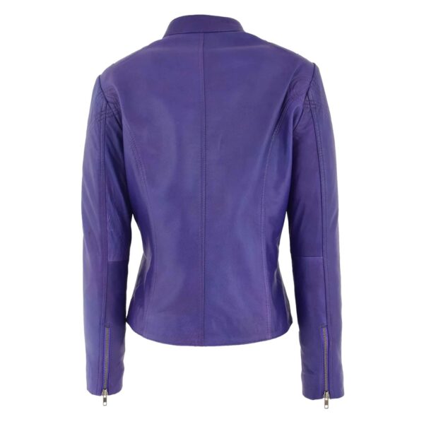 WeeBroz Women's Purple Leather Biker Jacket Casual Edgy Style - Image 3