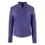 WeeBroz Women's Purple Leather Biker Jacket Casual Edgy Style - Image 4